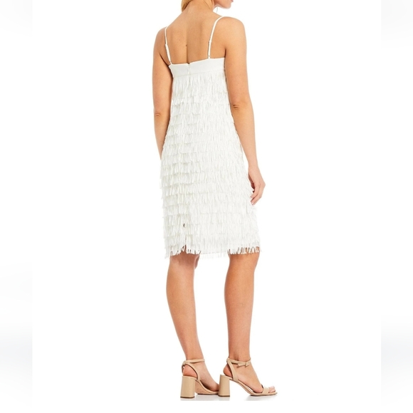 Aidan By Aidan Mattox Fringed Square Neck Sleeveless Mini Dress - Picture 4 of 8